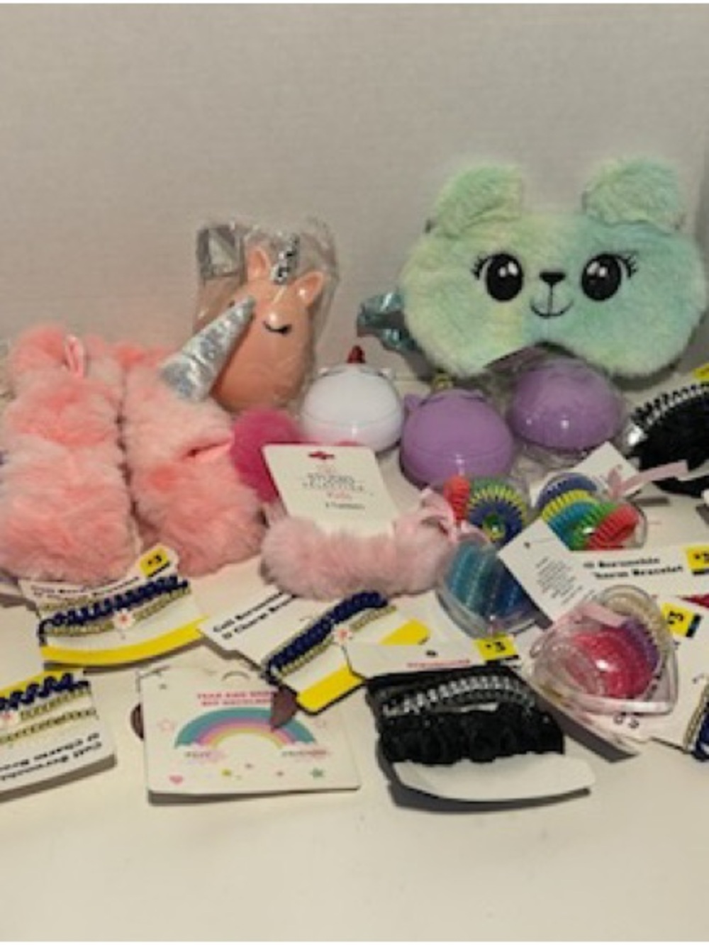 Kids plush head band hair ties plush eye mask accessories lot - Picture 1 of 9